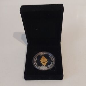 Gold Plated Crypto Coin in Black Display Case